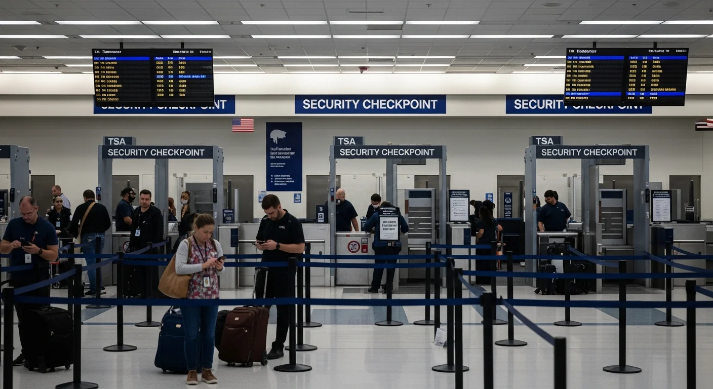 Empty airport TSA checkpoint during government shutdown